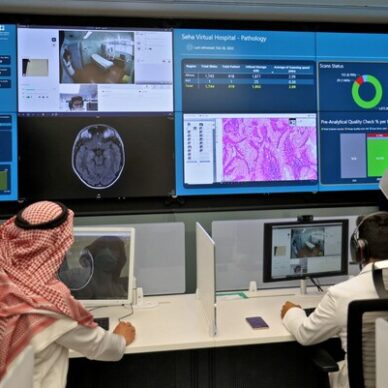 4558629-1578226560 Men working in a modern medical control room at Seha Virtual Hospital